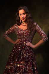Sequin Embroidered Gown for Party & Wedding | Designer Dress